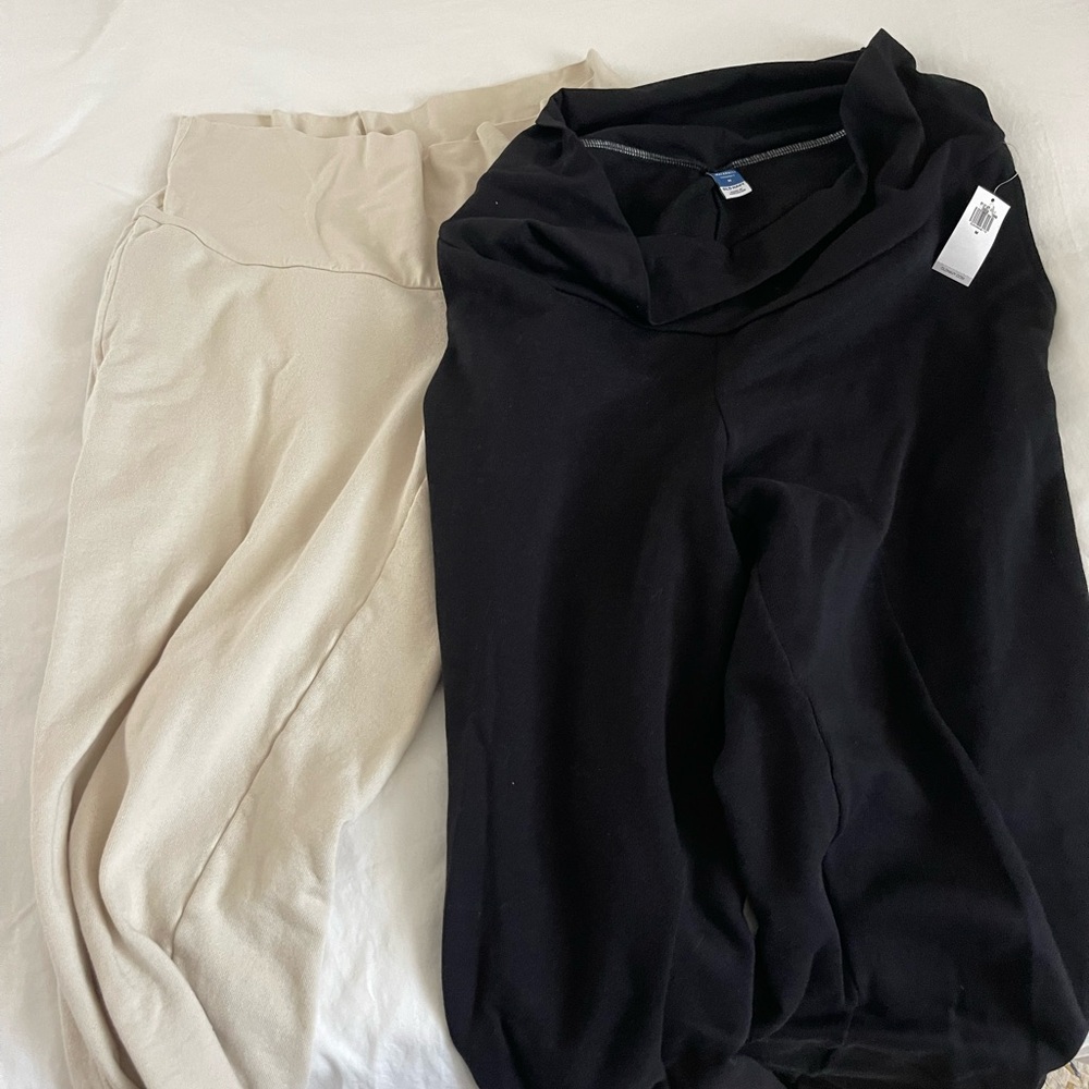 Black and Cream Maternity Sweatpants. Black new with tags, cream new without tag